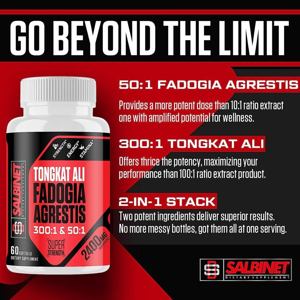 2400mg Fadogia Agrestis Tongkat Ali Supplements - Third Party Tested - 1400mg Fadogia Agrestis  1000mg Tongkat Ali, Maximum Strength, Muscle Mass  Athletic Performance,Pack of 1