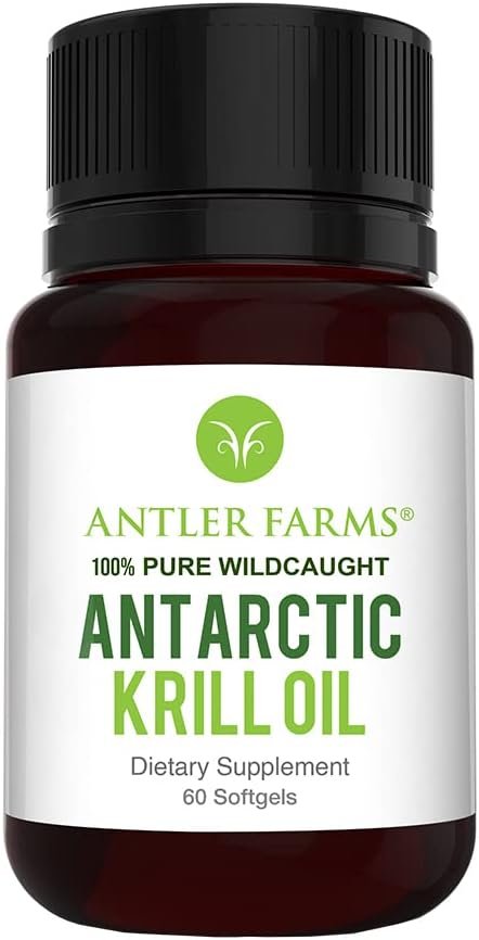 Antler Farms - 100% Pure Wild Caught Antarctic Krill Oil from Cold, Pristine Waters, 60 Softgels â Clean, Omega-3 EPA + DHA Supplement w/Astaxanthin, Rapid Absorption