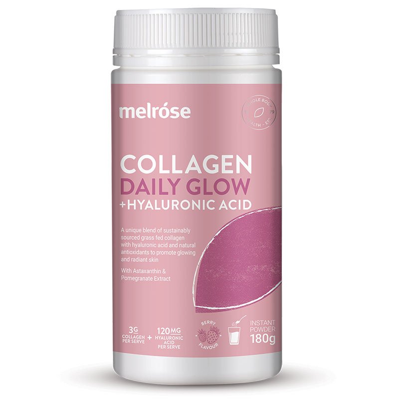 Melrose Collagen Daily Glow, Superfood Collagen Powder, Type I  III, Enhances Skin Firmness, Elasticity  Glow, Bovine Collagen Peptides, Hyaluronic Acid  Astaxanthin, No Artificial Preservatives