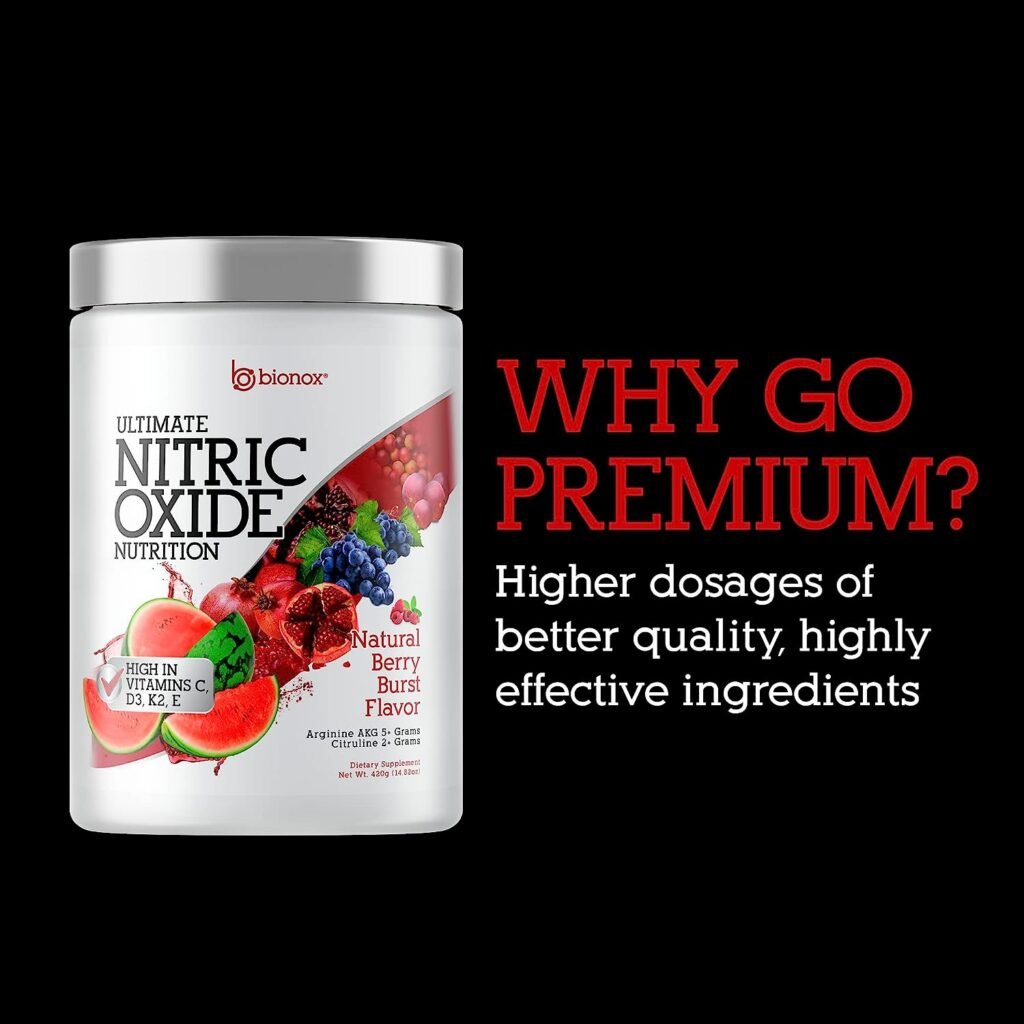 Premium Nitric Oxide Drink Mix: Superior L-Arginine, L-Citrulline, Beetroot, Potent Herbs, Minerals Heart Health, Sustained Extended Energy, Enhance Performance, Concentrated 30 Days - Delicious Berry