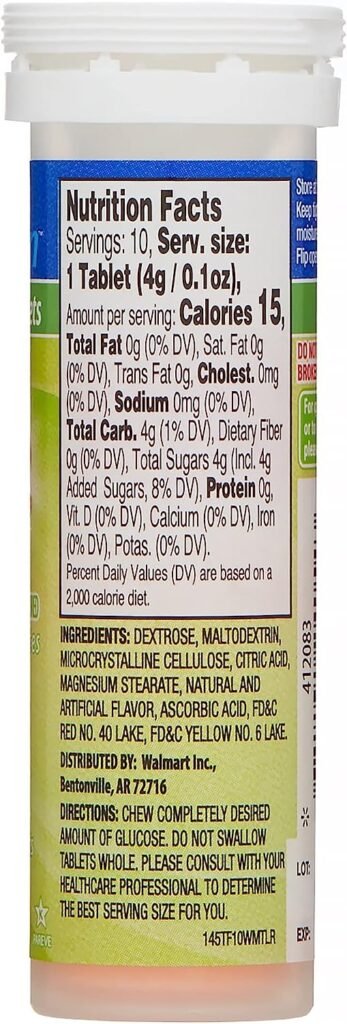 ReliOn Tropical Fruit Glucose Tablets Bundle - 50 Count Bottle and 10 Count Travel Tube - Energy Boost for Diabetes Care + Luall Sticker (Grape)