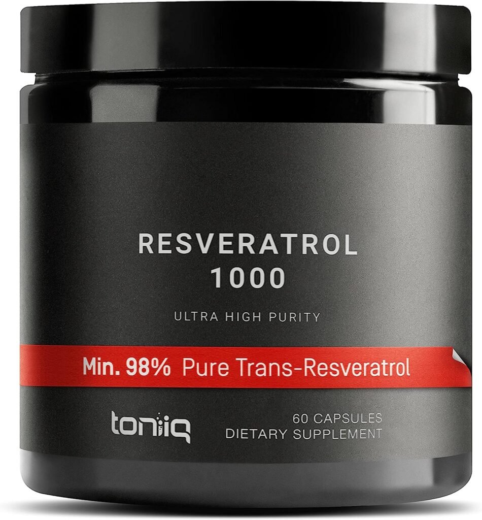 Ultra High Potency Resveratrol 1000mg - 98% Pure Trans-Resveratrol - Highly Purified and Bioavailable - Third-Party Tested Trans Resveratrol 1000mg - Resveratrol Polygonum Root Extract - 60 Capsules